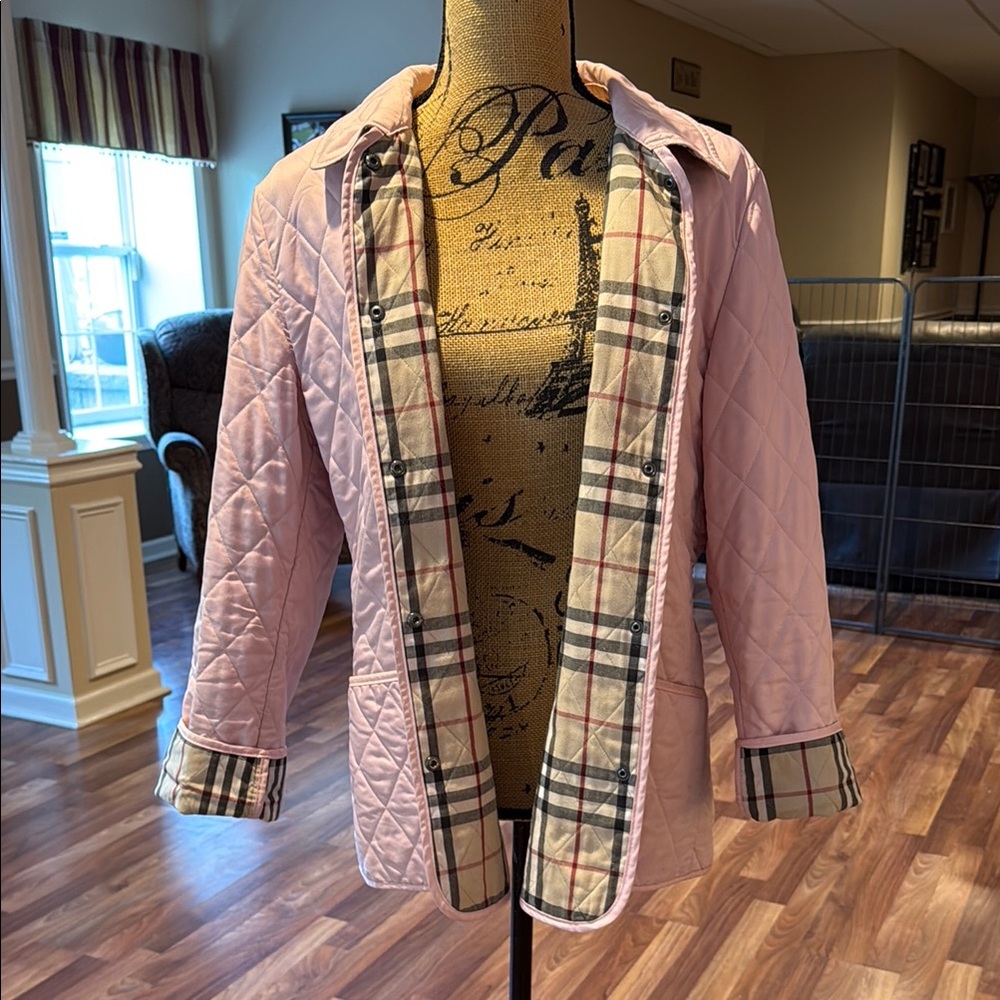 Burberry Pink nova check lined quilted lightweight jacket